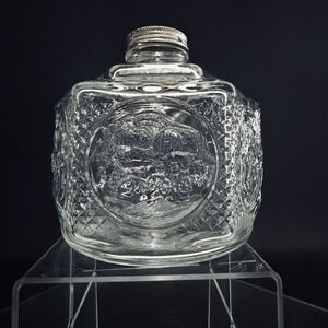 Vintage Lamplight Farms Oil Lamp Base Horse &‎ Buggy Scene Clear Glass
